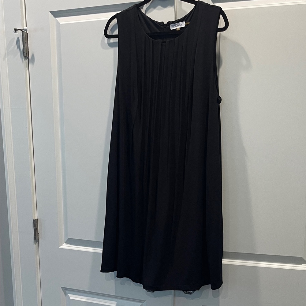 Calvin Klein Black Pleated Mini Dress matte jersey and lined size 1X